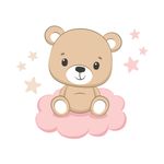 Adesivo de Parede Infantil Ursinho Nuvem Rosa