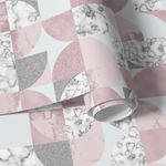 Papel de Parede Silver e Rose Geométrico