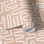 Papel de Parede Abstrato Labirinto Linhas Bege