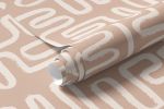 Papel de Parede Abstrato Labirinto Linhas Bege