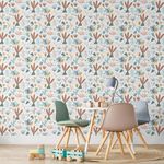 Papel de Parede Infantil Selva Abstrata Fundo Branco
