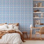 Papel de Parede Xadrez Irregular Azul