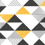 Papel de Parede Abstrato Triângulos (Preto e Dourado)