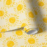 Papel de Parede Infantil Sol Desenho Padrão Grande