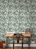 Papel de Parede Aquarela Folhas de Bananeira