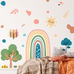Adesivo de Parede Para Quarto Infantil Arco Íris, Árvores, Sol e Formas