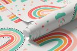 Papel de Parede Infantil Arco Íris Com Nuvens
