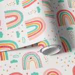 Papel de Parede Infantil Arco Íris Com Nuvens