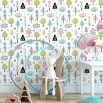 Papel de Parede Infantil Floresta Colorida