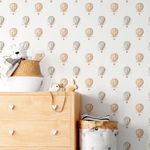  Papel de Parede Infantil Balões e Nuvens Aquarela