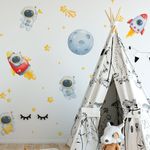 Adesivos de Parede Infantil Astronautas Aquarela