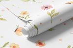 Papel de Parede Flores e Borboletas Aquarela