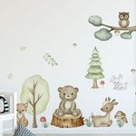 Adesivo Decorativo de Parede Infantil Floresta Encantada Aquarela