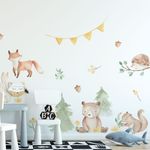 Kit Adesivo de Parede Infantil Aquarela Bosque Encantado