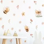 Kit Adesivo de Parede Infantil Aquarela Abelhas e Flores