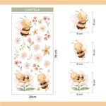 Kit Adesivo de Parede Infantil Aquarela Abelhas e Flores