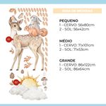 Adesivo de Parede Infantil Aquarela: Cervo, Coelho, Pássaro, Borboleta, Sol, Nuvem e Folhas