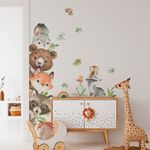 Adesivo de Parede Infantil De Canto Animais Aquarela