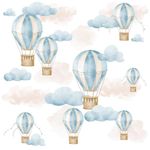 Papel de Parede Balões Aquarela Em Tons de Azul Claro II