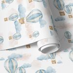Papel de Parede Balões Aquarela Em Tons de Azul Claro II