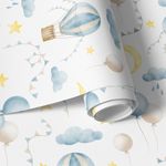 Papel de Parede Aquarela: Balões, Estrelas e Lua