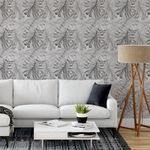 Papel de Parede Folhagem Cinza