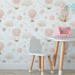 Papel de Parede Balões Aquarela Em Tons de Rosa Bebê