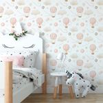 Papel de Parede Balões Aquarela Em Tons de Rosa Bebê