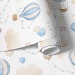 Papel de Parede Balões Aquarela Em Tons de Azul Bebê