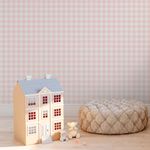  Papel de Parede Infantil Xadrez Rosa Coral