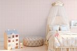  Papel de Parede Infantil Xadrez Rosa Coral
