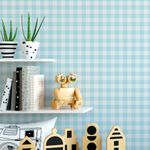  Papel de Parede Infantil Xadrez Azul Bebê