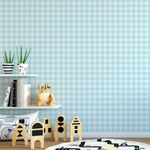  Papel de Parede Infantil Xadrez Azul Bebê