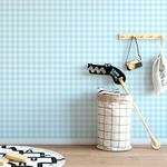  Papel de Parede Infantil Xadrez Azul Bebê