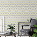 Papel de Parede Adesivo Chevron Cinza e Verde - Amarelo Limão