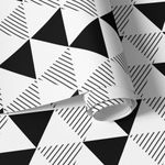 Papel de Parede Triângulos Listrados Preto e Branco