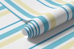 Papel de Parede Listras Amarelo e Tons de Azul