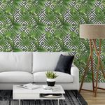 Papel de Parede Folhagem Tropical Fundo Geométrico