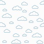 Papel de Parede Infantil Nuvens Minimalistas Azul