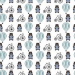 Papel de Parede Infantil Ursinho Balão Bicicleta Azul