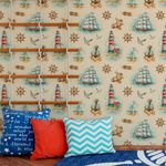 Papel de Parede Infantil de Navios e Mapas