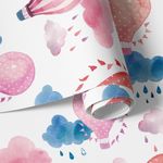 Papel de Parede Infantil Balões Rosa em Aquarela