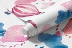 Papel de Parede Infantil Balões Rosa em Aquarela