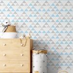 Papel de Parede Infantil de Triângulos (Tons de Azul)