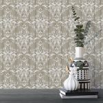 Papel de Parede Bege com Arabesco 