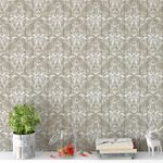 Papel de Parede Bege com Arabesco 
