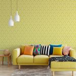 Papel de Parede Amarelo com Arabesco 