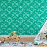 Papel de Parede Flor de Lis Azul Turquesa (Infantil)
