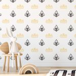 Papel de Parede Infantil de Flor de Lis e Coroa 