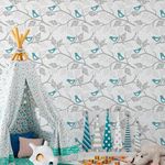 Papel de Parede Pássaros e Galhos (Azul)